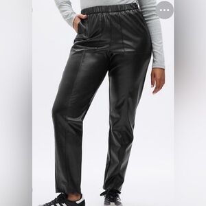 GAP Women's Vegan Leather Black Straight Leg Pants